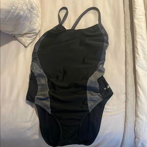 Speedo Women's Black and Gray One Piece Swimsuit